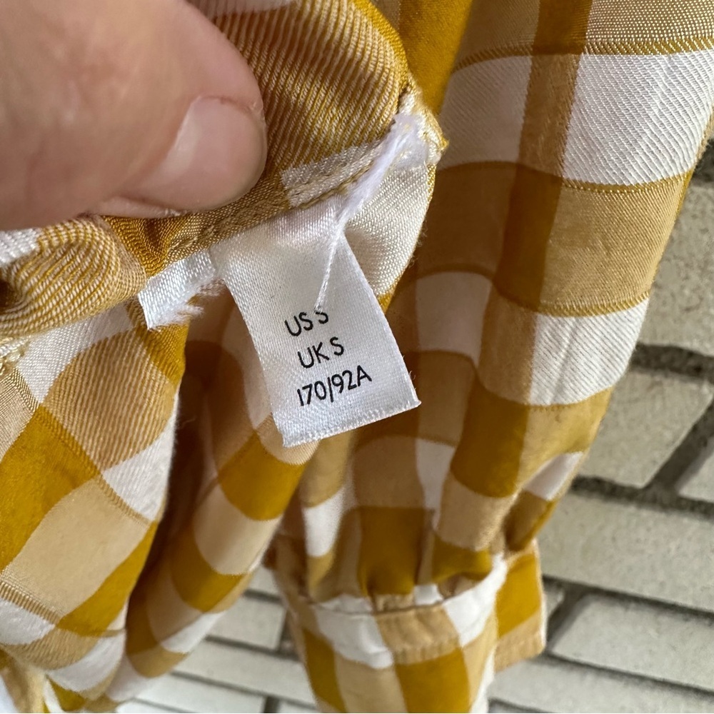 Maeve‎ Anthropologie April Gingham Babydoll Blouse Mustard Yellow Check S - Picture 6 of 10